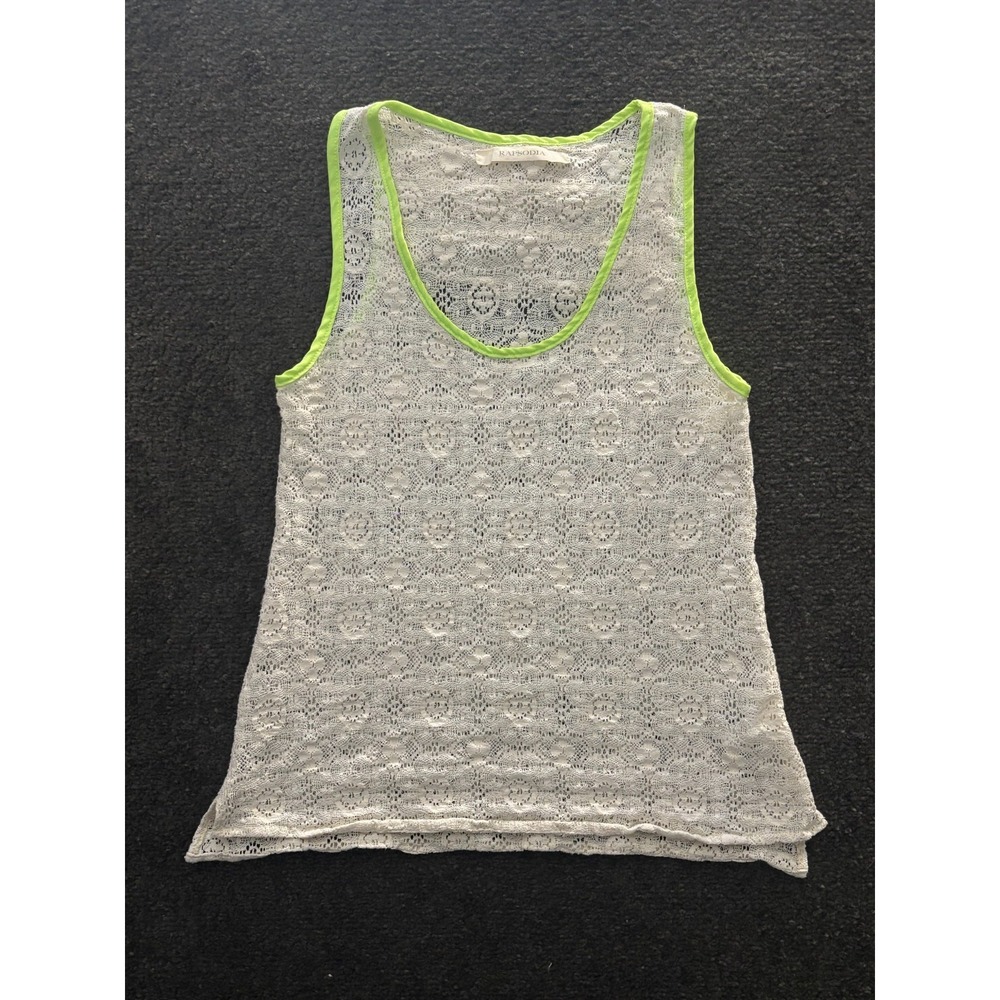 Rapsodia Tank Top Women's Size XS White Bright Lace Cotton Scoop Neck Pullover